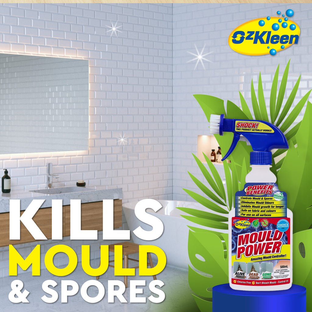 Mould Killer Ozkleen mould power Removing mould from a bathroom